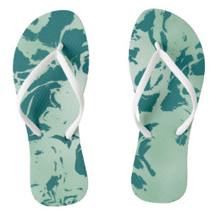 Green Marble Flip Flops
