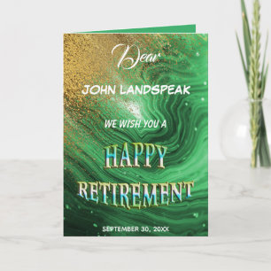 Green Marble & Gold Glitter Happy Retirement  Card