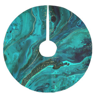 Green Marble & Gold: Luxurious Texture Brushed Polyester Tree Skirt
