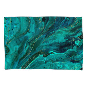 Green Marble & Gold: Luxurious Texture Pillowcase