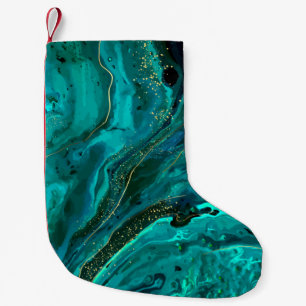 Green Marble & Gold: Luxurious Texture Small Christmas Stocking
