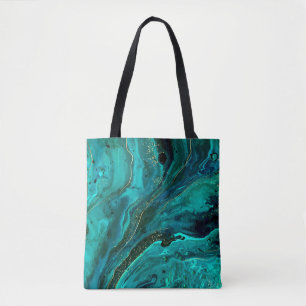 Green Marble & Gold: Luxurious Texture Tote Bag