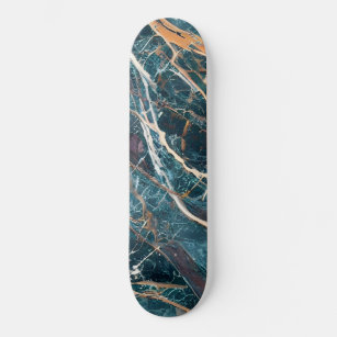 green marble, gold marble (marble art 1) skateboard