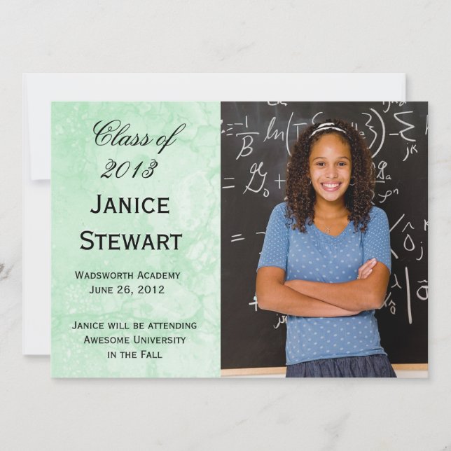 Green Marble Graduation Announcement (Front)