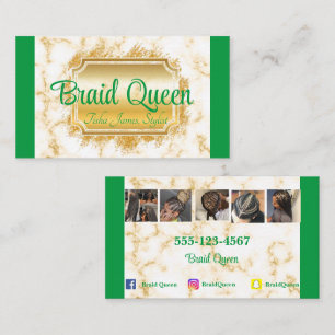 Green Marble Hair Braiding Business Card
