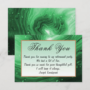 Green Marble Happy Retirement Thank You Note Card