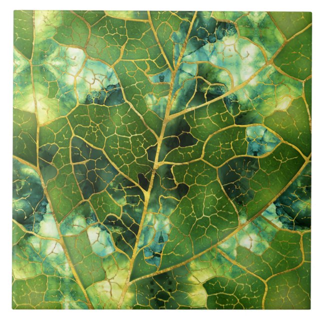 Green Marble Leaf Tile (Front)