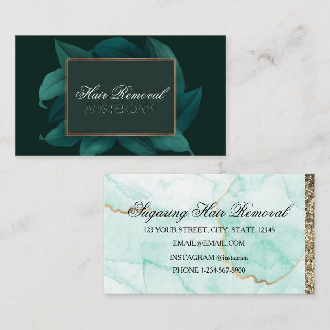Green Marble Leafs Classic Business Card (Front/Back)