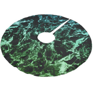 Green Marble on Black Brushed Polyester Tree Skirt
