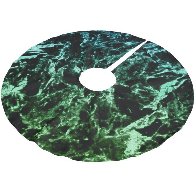 Green Marble on Black Brushed Polyester Tree Skirt (Angled)