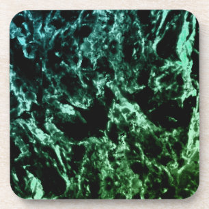 Green Marble on Black Coaster