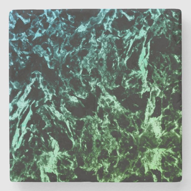 Green Marble on Black Stone Coaster (Front)