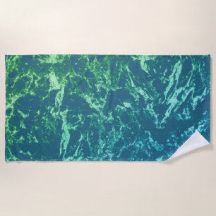 Green Marble on Teal Beach Towel