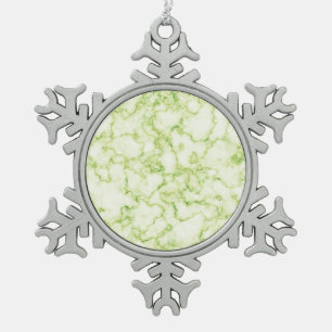 Green Marble Pattern Snowflake Pewter Christmas Ornament