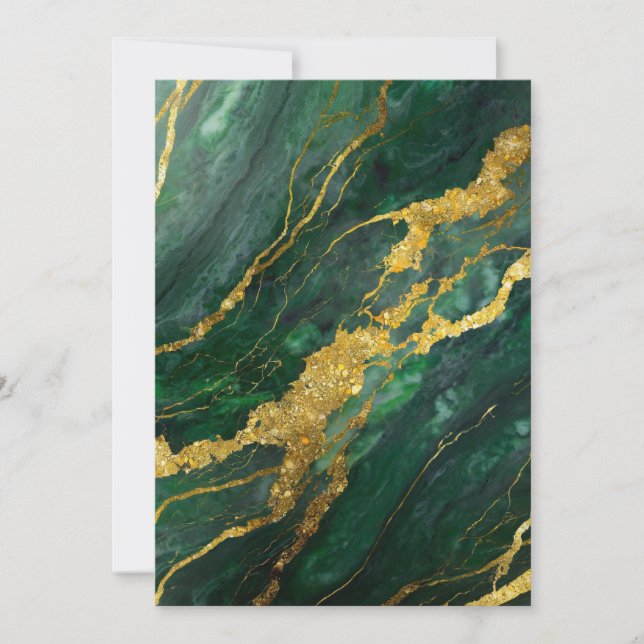 Green Marble Pattern with Gold Invitation (Front)