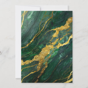 Green Marble Pattern with Gold Invitation