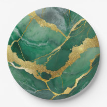 Green Marble Pattern with Gold