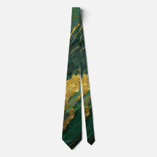 Green Marble Pattern with Gold Tie