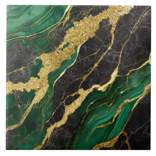 Green Marble Pattern with Gold Tile (Front)