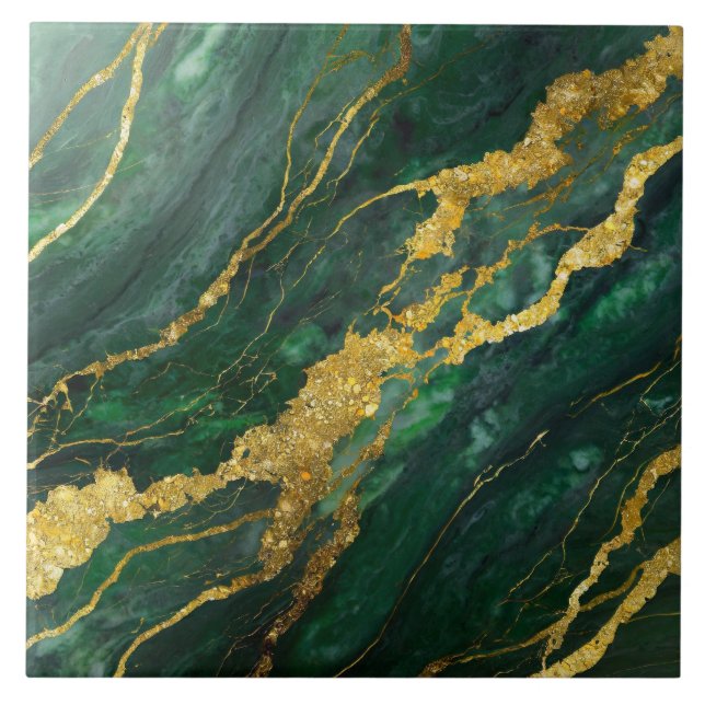 Green Marble Pattern with Gold Tile (Front)