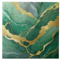 Green Marble Pattern with Gold