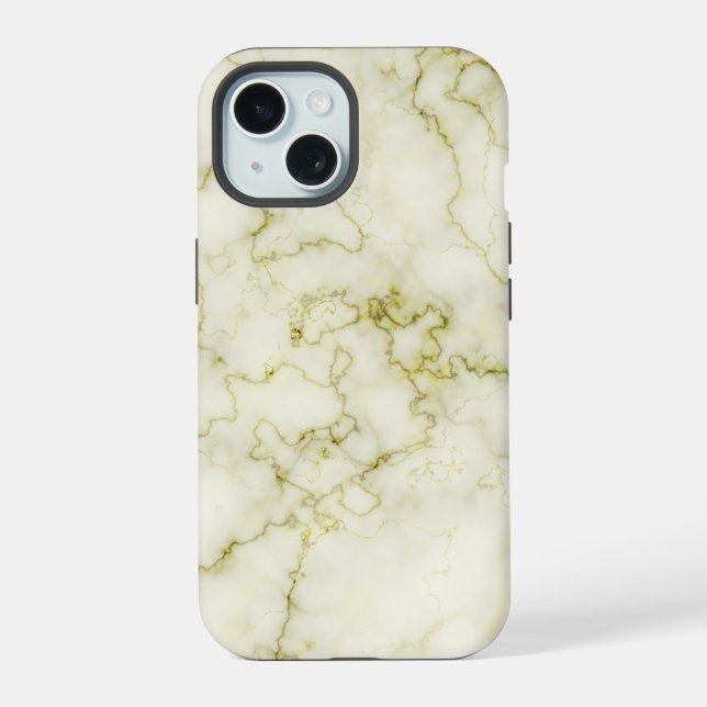 Green Marble Patterned iPhone 15 Case (Back)