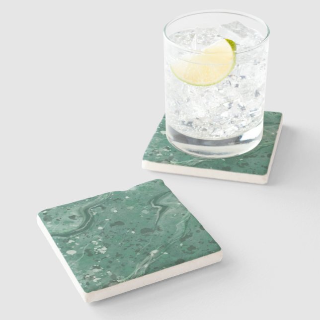 Green Marble Print Coasters Gift  (Side)