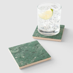 Green Marble Print Coasters Gift