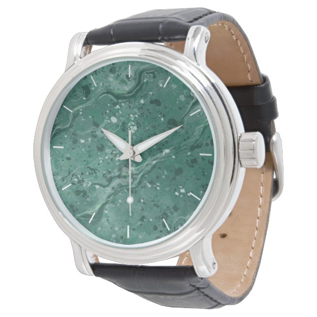 Green Marble Print Watch  (Angled)