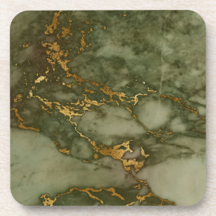 Green Marble Stone Gold Metallic Rock Granite Coaster