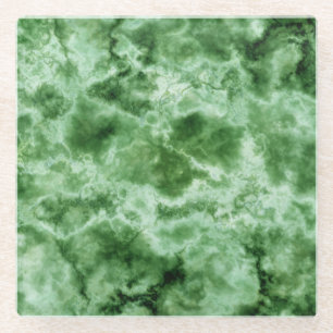 Green Marble Texture Glass Coaster