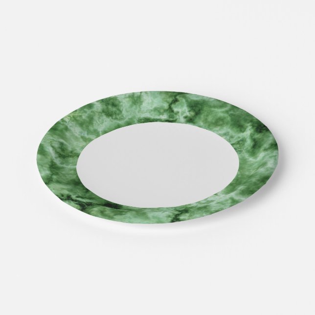 Green Marble Texture Paper Plate (Angled)