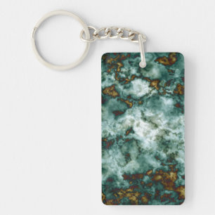 Green Marble Texture With Veins Key Ring