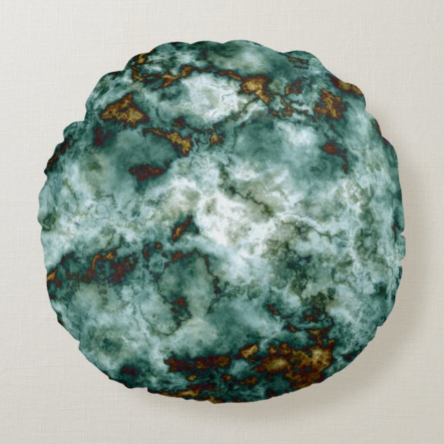 Green Marble Texture With Veins Round Cushion (Front)