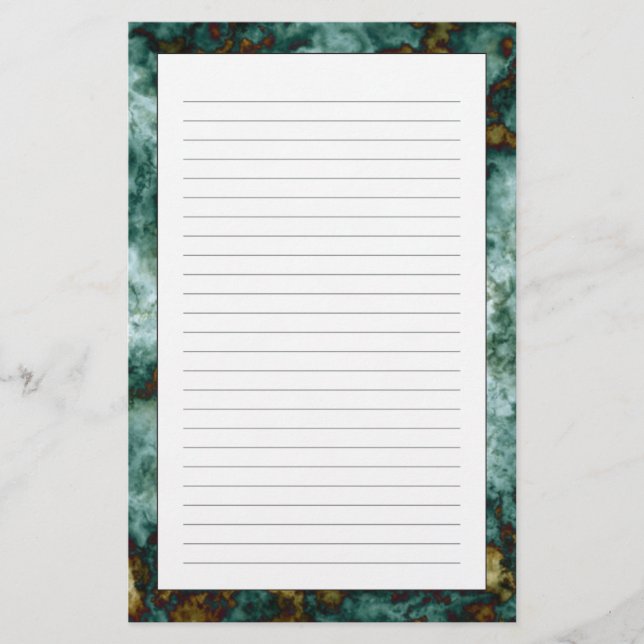 Green Marble Texture With Veins Stationery (Front)