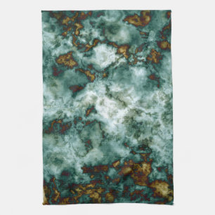 Green Marble Texture With Veins Tea Towel
