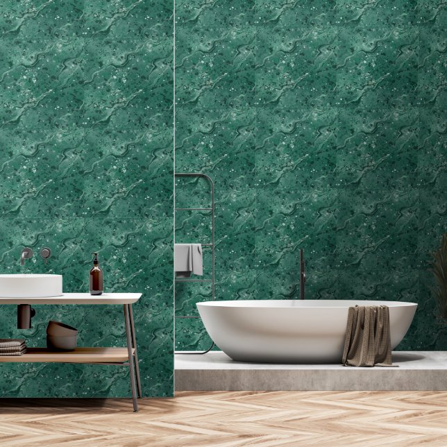 Green Marble Wallpaper  (Bathroom)