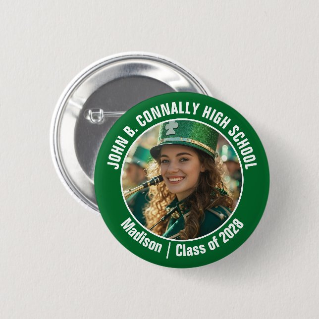 Green Marching Band Photo High School Brag 6 Cm Round Badge (Front & Back)