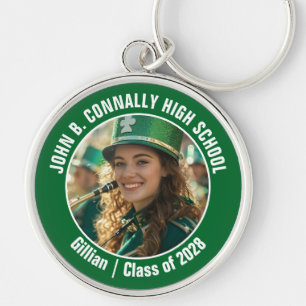 Green Marching Band Photo High School Spirit Key Ring