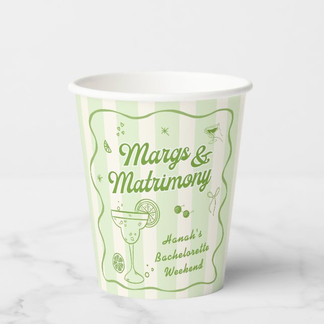 Green Margarita Bachelorette party Paper Cups (Front)