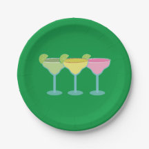 Green Margarita Glasses Party Plates