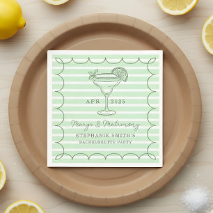 Green Margs and Matrimony Bachelorette Party Napkin