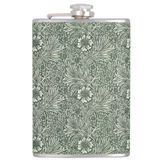 Green Marigold Elegance - Floral Hip Flask