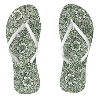 Green Marigold Elegance: Step Into Nature Flip Flops