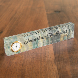 Green Mariposite Mineral Stone Pattern Nameplate