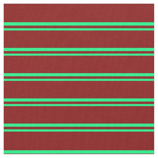 Green & Maroon Coloured Stripes/Lines Pattern Fabric (Close Up)