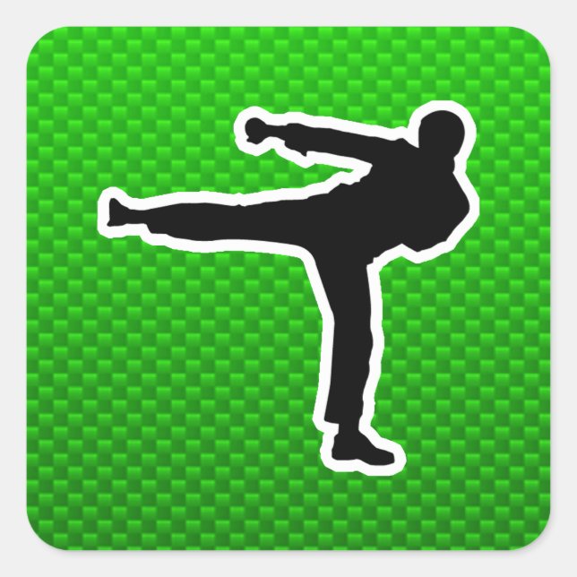 Green Martial Arts Square Sticker (Front)
