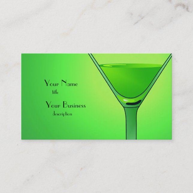 Green Martini Cocktail Business Card (Front)