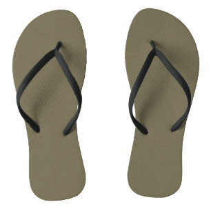 Green Martini Olive Solid Colour Print, Neutral Flip Flops