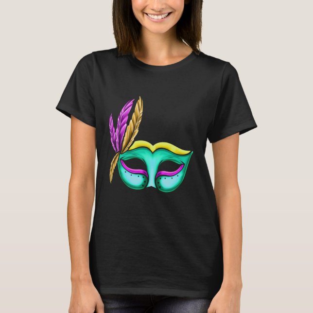 Green Mask For Mardi Gras T-Shirt (Front)